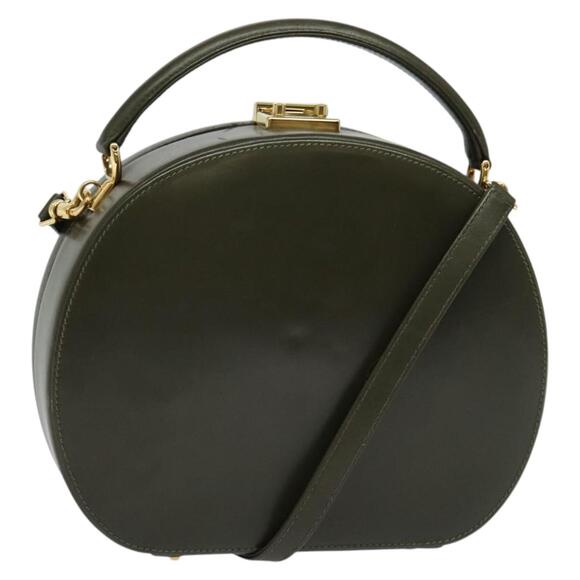 GUCCI Hand Bag Leather Green Gold - Picture 1 of 16